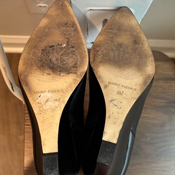 Marc Fisher Black Leather Wedge Boots - Picture 6 of 6